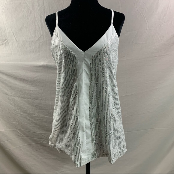 White  Sequin Cami Top - Picture 6 of 8